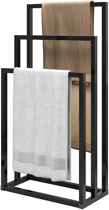 3 Tiers Freestanding Towel Rack, Multifunctional Drying Rack, Metal Scarf Rack, for Bedroom, Living Room, Bathroom