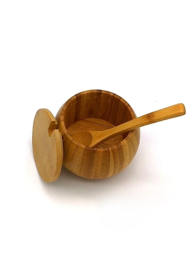 Bamboo Kitchen Spice Jar With Spoon 6.5*9cm