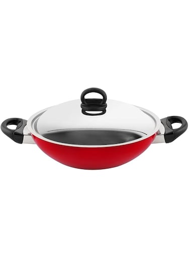 Prestige Classique 3X Ultra Tough Covered Wok Kadai, Red 12 Inch 30CM PR21500