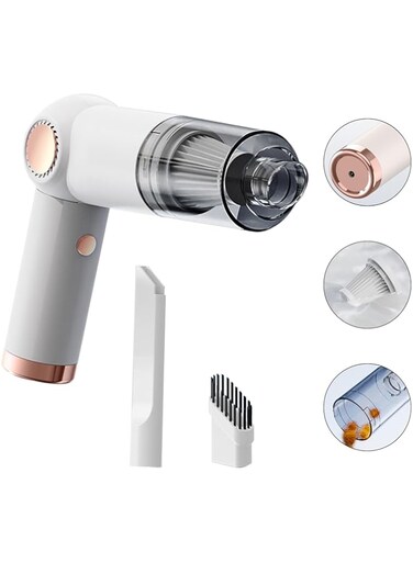 Tujibeay 2-IN-1 Suction Nozzle Folding Car Vacuum Cleaner, Portable Wireless Handheld Mini Household Dust Collector USB Rechargeable