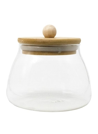 Jar with Airtight Bamboo Lid Coffee Bean Jar Container Storage for Kitchen Storage Candy Bottle 400mL