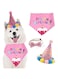 Khazna Dog Cat Party Decoration Set, Dog Triangle Scarfs Headwear, Dog Cat Birthday Bandana Hat, Dog Gift and Party Decoration Set, Birthday Party Supplies for Small Medium Dogs Cats (Pink)
