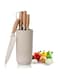 RETROSOHOO Kitchen Knife Set, 6-Pieces Khaki Sharp Knife Set for Kitchen, Non-stick Non-slip Stainless Steel Chef Knife Set with Universal Knife Block Suitable for Home Restaurant (Khaki)