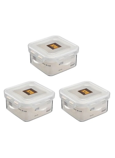 3-Piece 600ml Bpa Free Reusable Food Grade Plastic Food Packaging Container Storage Box