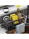 Jentyata Kitchen Sponge Holder Caddy Stainless Steel,Organiser Bathroom Kitchen Storage Sink Drainer (Black)