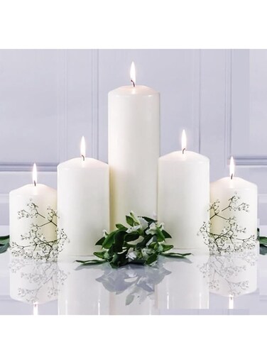 Candles Pillar Candle Unscented for Weddings, Home Decoration, Restaurants, Spa, Church,   Smokeless   Jumbo Size Pillar Candle   Premium Wax Long Burning شموع طويلة Dinner Candles (1, Set of 5)