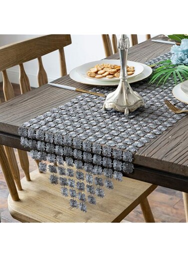Generic 12 x 72 Inches Glitter Table Mat,Table Runner Table Clover for Kitchen Wedding Bridal Shower Decorations, Silver Grey, CST-41726