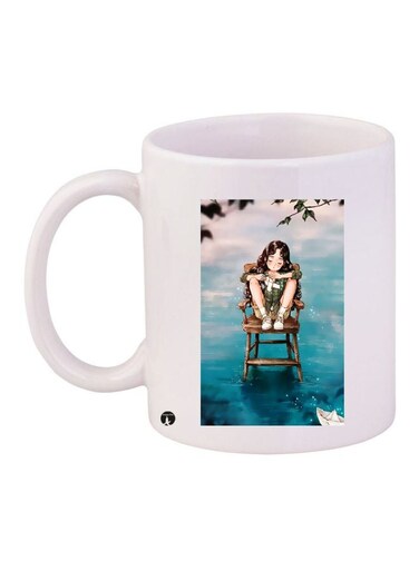 Anime Printed Ceramic Coffee Mug White/Beige/Blue