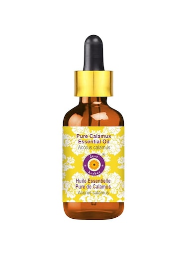 Deve Herbes Pure Calamus Essential Oil (Acorus calamus) with Glass Dropper Steam Distilled 15ml (0.50 oz)