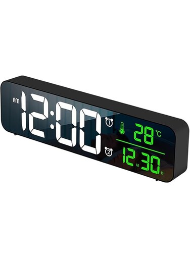 Tazweeq Large Digital Alarm Clock with Date/Temperature Display, Digital Large Display Alarm Clock for Living Room Office Bedroom Decor, LED Electronic Date Temp Display Wall Electric Clocks