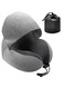 Neck Pillow for Travel, Memory Foam Travel Pillow with Hood, Adult Airplane Pillow for Head Rest Neck Support, Portable Pillow for Office Cars Trains Long Flights Sleeping grey