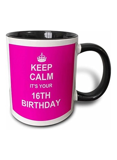 3D Painted Coffee Mug Pink/Black/White