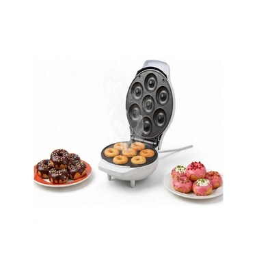 7-Cavity Donut Maker with Non-Stick Plates, Cool-Touch Housing, Ready Indicator, 800-1000W