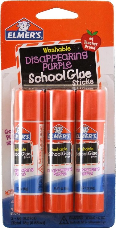 Elmer's Disappearing Purple School Glue Sticks, 0.21 oz Each, 3 Sticks per Pack (E520)
