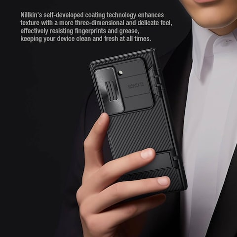 Samsung Galaxy Z Fold 6 Case,Slide Camera Cover [Creative Hinge Protection][Hidden Kickstand] Protective Phone Case for Galaxy Z Fold 6 5G (Black)