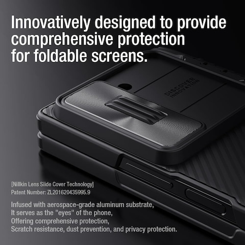 Samsung Galaxy Z Fold 6 Case,Slide Camera Cover [Creative Hinge Protection][Hidden Kickstand] Protective Phone Case for Galaxy Z Fold 6 5G (Black)