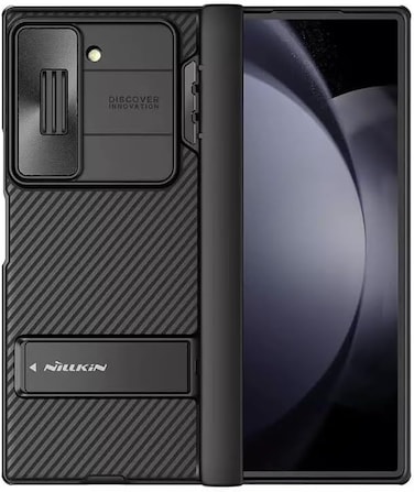 Samsung Galaxy Z Fold 6 Case,Slide Camera Cover [Creative Hinge Protection][Hidden Kickstand] Protective Phone Case for Galaxy Z Fold 6 5G (Black)