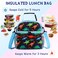 VASCHY Lunch Bag for Kids Boys, Insulated Double Compartments Cooler Lunch Box Tote Bag with Adjustable Shoulder Strap for Toddlers Girls School/Daycare/Picnic Black Dinos