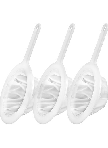 3pcs Nylon Fine Mesh Strainer Set - Reusable with Handle, for Soy Milk, Juice, Cold Brew Coffee (100/200/400 Mesh)