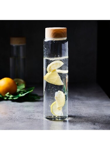 Box Borosilicate Water Bottle With Wooden Lid