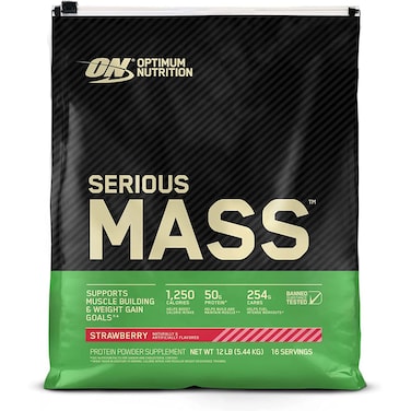Optimum Nutrition Serious Mass, Strawberry, 12 LB