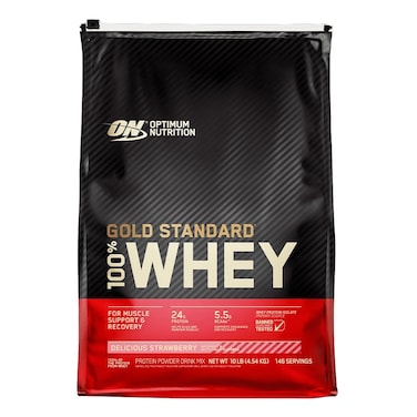 Optimum Nutrition Gold Standard 100% Whey Protein, Delicious Strawberry, 10 LB