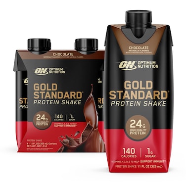 Optimum Nutrition 100% Gold Standard Pro Shake, 325 ML, Chocolate  Pack Of 4 Pieces