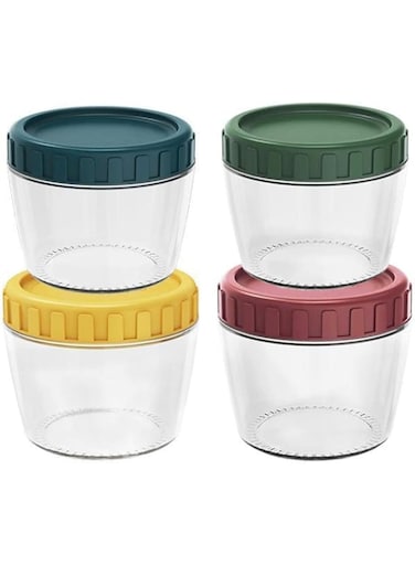 Khazna 4-Pack 9.2oz Glass Jar with Screw Lid, Leakproof Overnight Oats Container, Reusable Breakfast Jars, for Cereals Milk Fruit Condiment Dressing