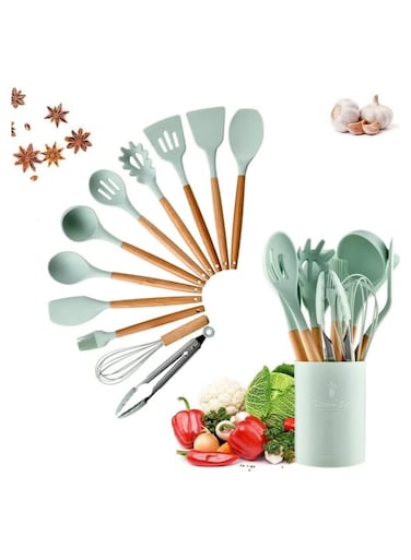 Kitchen Cooking Utensils Set, 12-piece Silicone Kitchen Utensils Set Non-stick Cookware set Is Heat-resistant, BPA-Free, Kitchen Tools set, spoon, spatula
