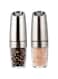 WinCheer Electric Pepper Grinder or Salt Mill Spice Tall Power Shaker, Silver Gravity Control Battery Powered with Blue LED Light, Adjustable Ceramic Coarseness (Silver, 2)