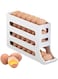 Tcatec 4 Tier Rolling Egg Holder Fridge Egg Storage Organizer Large Capacity Egg Rack Space-Saving Auto Rolling Eggs Dispenser Egg Storage Container for Kitchen Counter Top Home