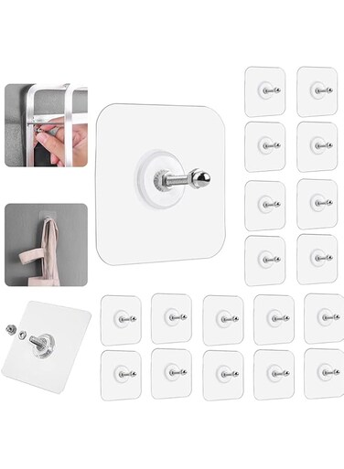 Bolivia's 20 PCS Adhesive Hooks Heavy Duty Wall Hangers, 2 in 1 Reusable Adhesive Hooks Heavy Duty, 16mm Waterproof, Rustproof and Oilproof Wall Hooks for Kitchen, Bathroom, Office