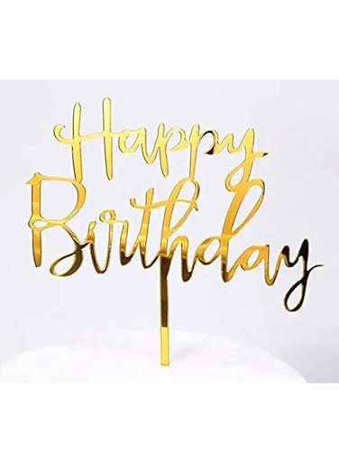 AILEXI 1 Count Acrylic Glitter Cake Decorating Toppers - Happy Birthday Gold 0282