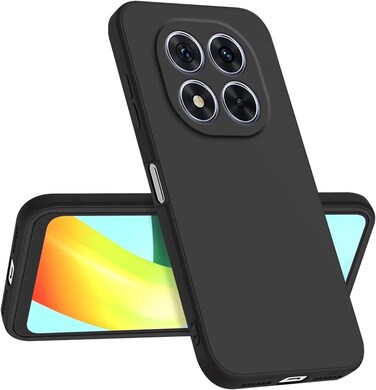 Xiaomi Redmi Note 14 Pro Liquid Gel Rubber Bumper Case with Soft Microfiber Lining Cushion, Slim Hard Shell Shockproof Protective Cover for Redmi Note 14 Pro 5G 2024 (Black)