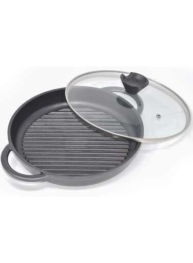 Forever Pan - Non-Stick Round Skillet Pan with Lid 27cm - Stove Top Griddle Pan Cast Aluminium - Induction Hob - Lighter Than Cast Iron and No Rust - PFOA Free