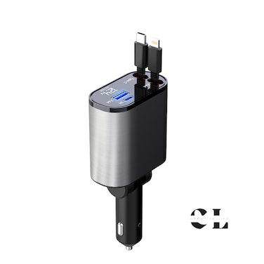 2024 Best Hot Selling Car Charger Supper Fast 4 in 1 Digital Display Chargers 120W type C charging USB for Mobile Phone