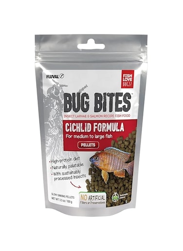 Fluval Bug Bites Cichlid Fish Food, Pellets for Medium to Large Sized Fish, 3.53 oz., A6581