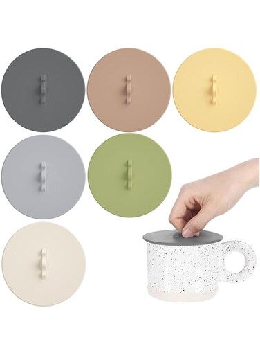 nalaina Silicone Cup Lids Cup Covers, 6 color Design, Mug Covers Silicone Cup Lids Caps, Food Grade Anti-dust Airtight Seal Lids for Mugs, Tea Cups, Coffee Cup
