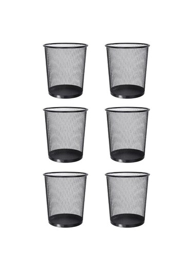 Mesh Wastebasket Trash Can - Silver &amp; Black Steel Round Bin for Office, Home, Bathroom, Bedroom - Lightweight, Durable, Open Top Garbage Can - Small/Medium/Large Sizes (6, Black - S)
