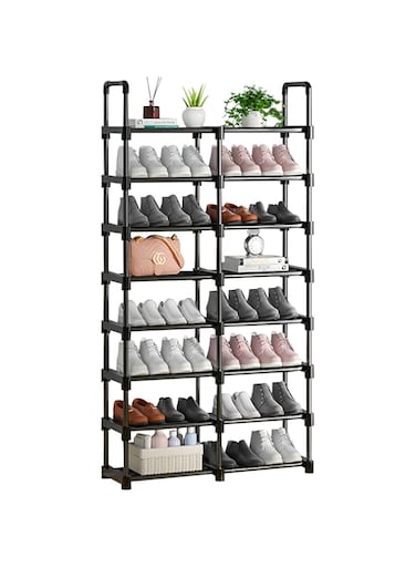 DAYONG 2 Rows 8 Tier Shoe Rack, 28-32 Pair Shoe Rack Organizer, Metal Shoe Boot Storage Rack, Freely Assembled Shoe Shelf, Bookshelf, Kitchenware Rack, Storage Rack