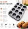 Heavy Duty 12-Cup Cupcake Pan &ndash; Nonstick Carbon Steel Muffin Tin with Even Heat Distribution for Baking Muffins, Cupcakes &amp; Desserts
