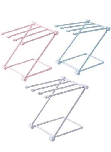 3 Pcs Foldable Vertical Towel Rack - Lightweight Plastic Towel Holder, Space-Saving Wall-Mounted/Free-Standing Organizer for Kitchen Dish Towels &amp; Bathroom Hand Towels, Easy-to-Install