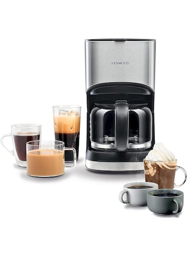 Kenwood Coffee Machine Up To 12 Cup Coffee Maker For Drip Coffee And Americano 900W 40 Min Auto Shut Off, REUSable Filter, Anti Drip Feature, Warming Plate And Easy To Clean Cmm10.000Bm Black/Silver