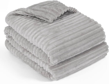 Striped Flannel Blanket Plush Throw Blanket Super Soft Flannel Blanket King Size(240x220) For Bed and Sofas Luxurious Warm and Comfortable