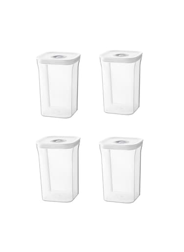 Transparent Sealed jars ,Food-Grade Plastic Can Sealed Storage Box: Airtight Pantry Organizer 4 Pieces Set for Spices, Legumes, Rice, Cereals, Coffee, 1 Liter
