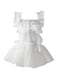 Bow Decor Dog Dress Square Neck Cat Puppy Tutu Skirts Pets Clothing Lace Mesh Dog Wedding Birthday Holiday Dress for Small Medium Dogs Cats Kittens (White, XS)