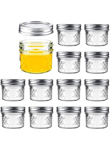 NALACAL Mini Canning Jars 100ml With Lids, Small Glass Jars Ideal for Food Storage, Jam, Spice,Candle,Honey,Wedding Favors(12 PACK)