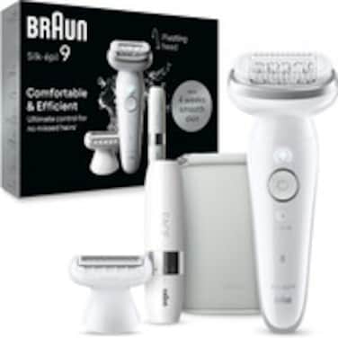 Braun Silk-&eacute;pil 9 Epilator for Easy Hair Removal, Silky Smooth Skin, SES9-341, White/Silver
