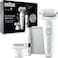 Braun Silk-&eacute;pil 9 Epilator for Easy Hair Removal, Silky Smooth Skin, SES9-341, White/Silver