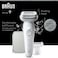 Braun Silk-&eacute;pil 9 Women's Epilator/Hair Remover for Long-Lasting Hair Removal, Shaving Attachment, Trimmer Attachment, 9-041, White/Silver